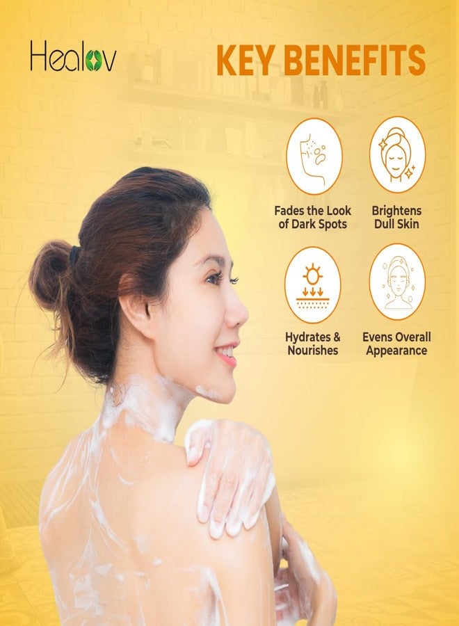 Healov Kojic Acid Soap for Hyperpigmentation – Kojic Papaya Skin Brightening Body Wash – Turmeric Soap for Dark Spots, Acne Scars & Blemishes – Brightening Face Cleanser Skincare for Radiant, Even Skin Tone - Image 3